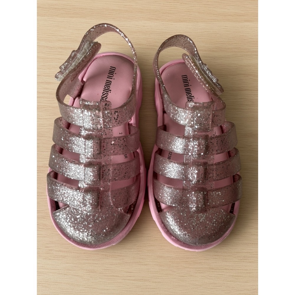Mini Melissa Toddler Girls Pink Glitter Jelly Fisherman Sandals Size 8 Brazil
